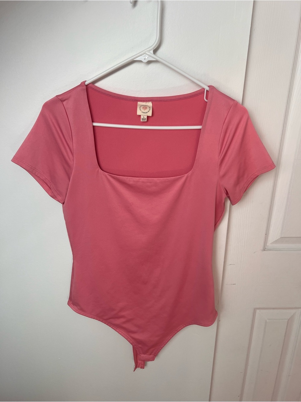 Women’s Square Neck Pink Bodysuit